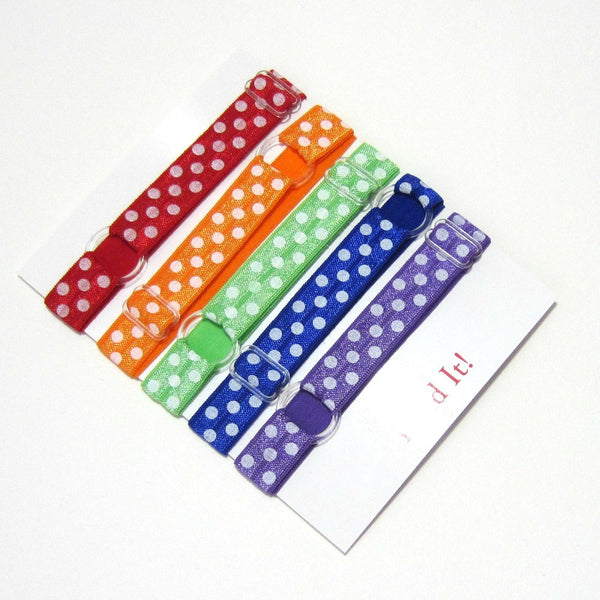 Adjustable Elastic Headband-Set of 5 Bright Polka Dot - Hold It!