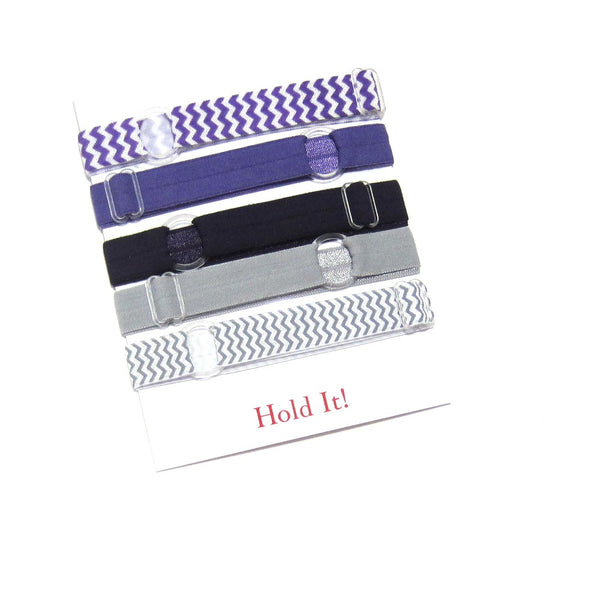 Adjustable Elastic Headband-Set of 5 Purple & Grey - Hold It!