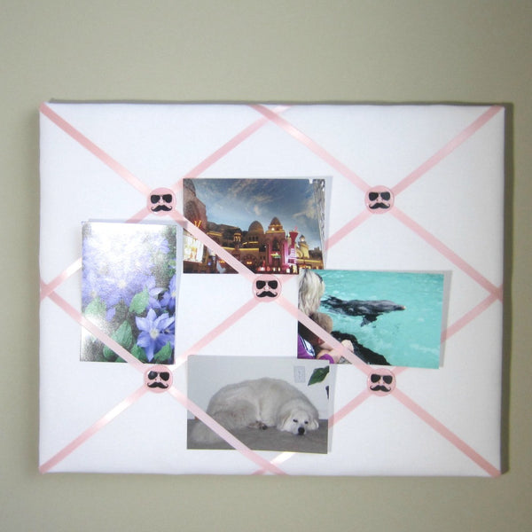 16"x20" Memory Board or Bow Holder-White & Light Pink - Hold It!