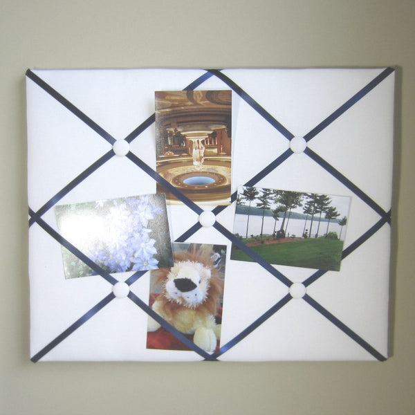 11"x14" Memory Board or Bow Holder-White & Navy Blue - Hold It!