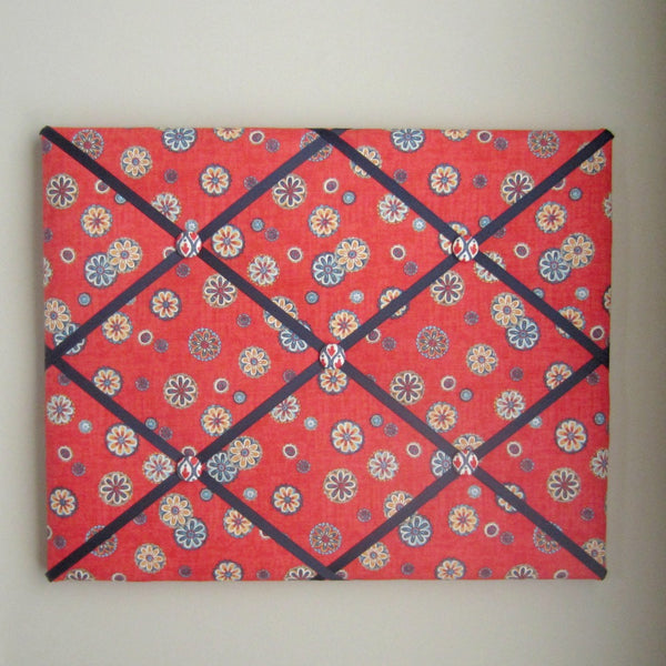 16"x20"  Memory Board or Bow Holder-Red Floral Medallion