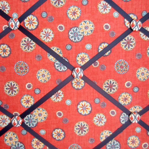 16"x20"  Memory Board or Bow Holder-Red Floral Medallion