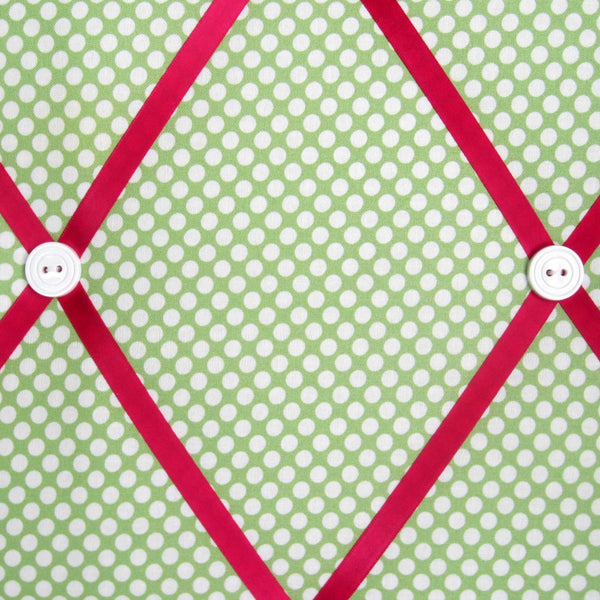 11"x14" Memory Board or Bow Holder-Green & Fuschia Polka Dot - Hold It!