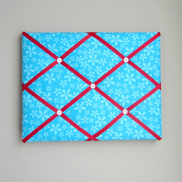 11"x14" Memory Board or Bow Holder-Turquoise Daisy & Red - Hold It!