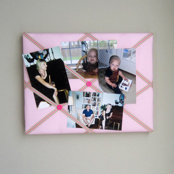 11"x14" Memory Board or Bow Holder-Pink & Green Preppy - Hold It!