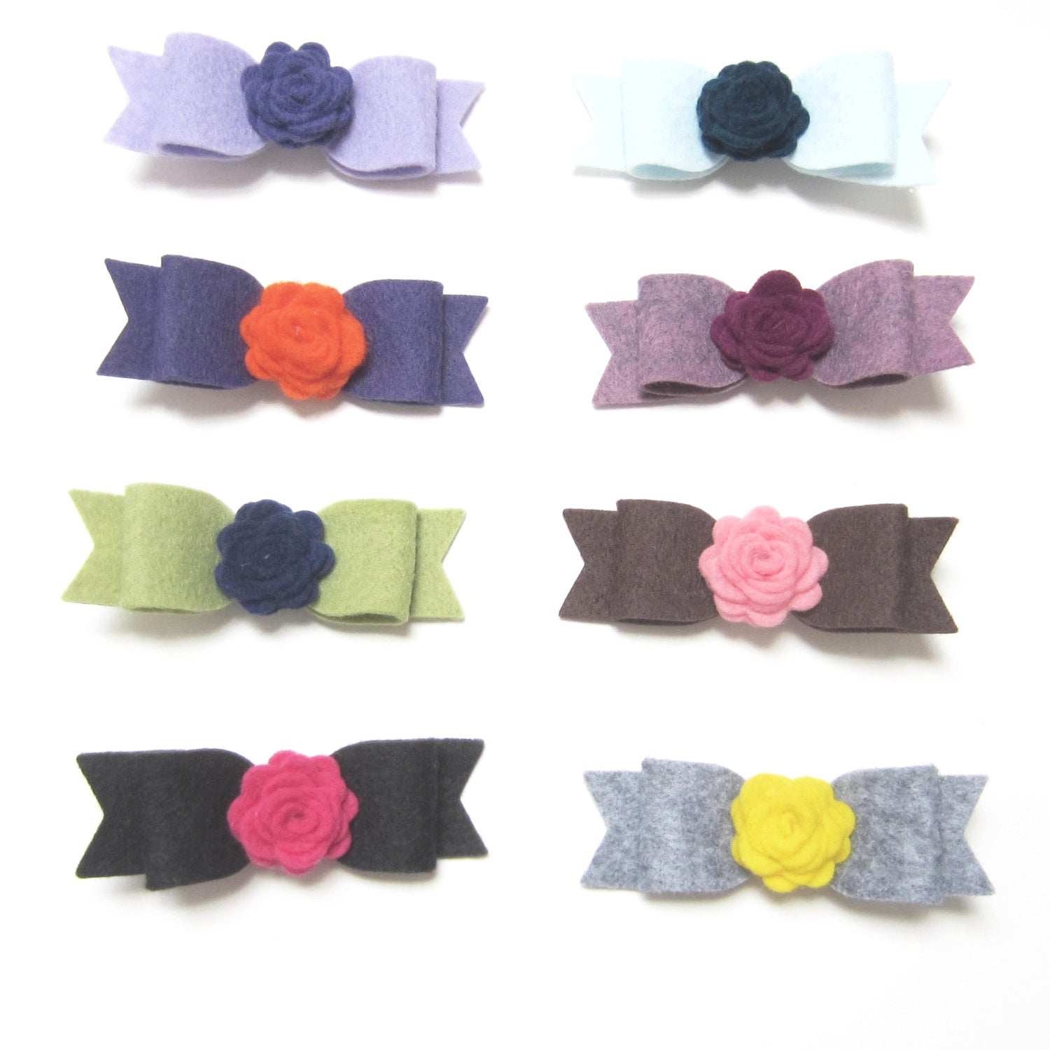 Felt rose & bow hair clip-8 colors to choose from - Hold It!