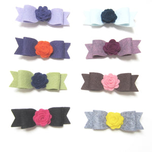 Felt rose & bow hair clip-8 colors to choose from - Hold It!