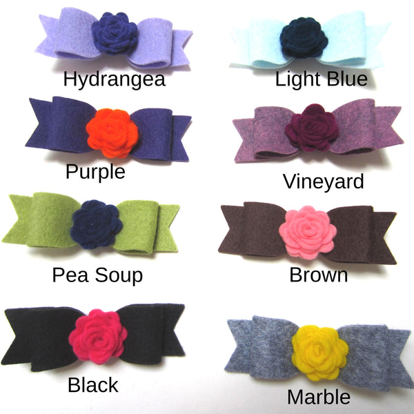 Felt rose & bow hair clip-8 colors to choose from - Hold It!