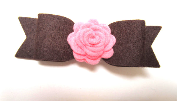 Felt rose & bow hair clip-8 colors to choose from - Hold It!