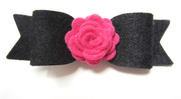 Felt rose & bow hair clip-8 colors to choose from - Hold It!