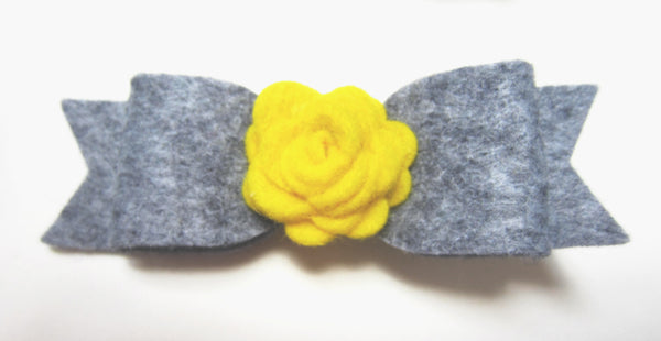 Felt rose & bow hair clip-8 colors to choose from - Hold It!