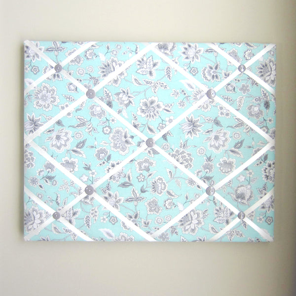 16"x20" Memory Board or Bow Holder-Green & Gray Floral - Hold It!
