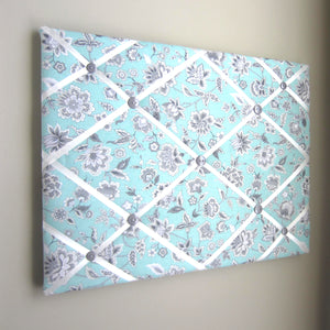 16"x20" Memory Board or Bow Holder-Green & Gray Floral - Hold It!