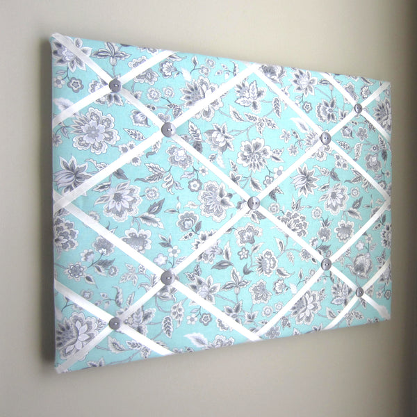 16"x20" Memory Board or Bow Holder-Green & Gray Floral - Hold It!