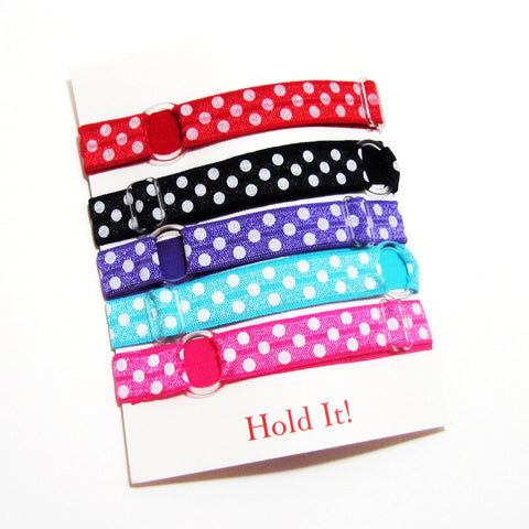 Adjustable Elastic Headband-Set of 5 Bright Polka Dot - Hold It!
