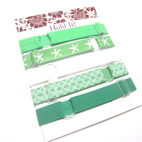 Set of 5 Adjustable Headbands - Green Starfish - Hold It!