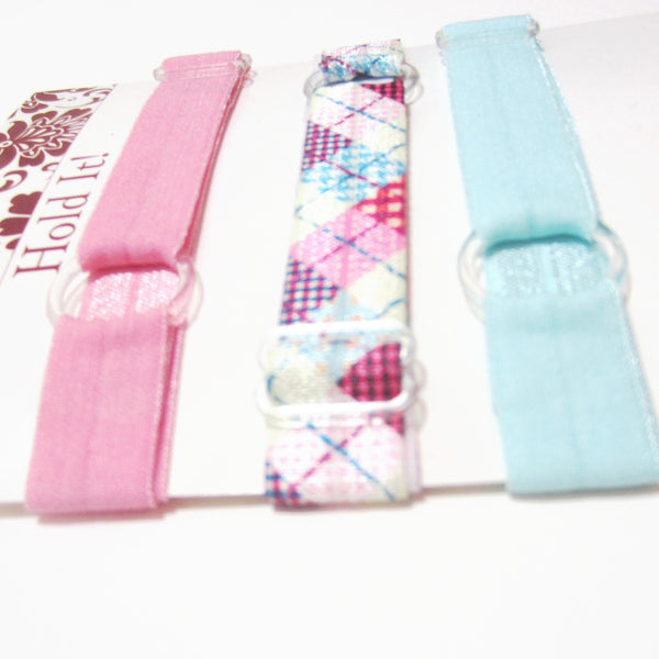 Set of 3 Adjustable Headbands - Multi-Tartan Plaid - Hold It!