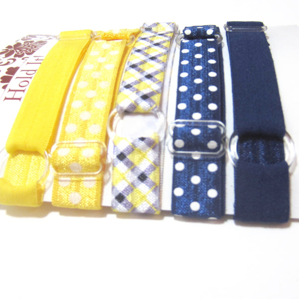 Set of 5 Adjustable Headbands - Yellow Tartan Plaid - Hold It!