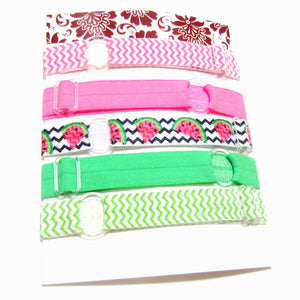 Set of 5 Adjustable Headbands - Chevron Watermelon - Hold It!