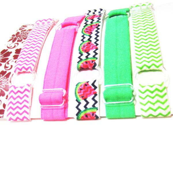 Set of 5 Adjustable Headbands - Chevron Watermelon - Hold It!