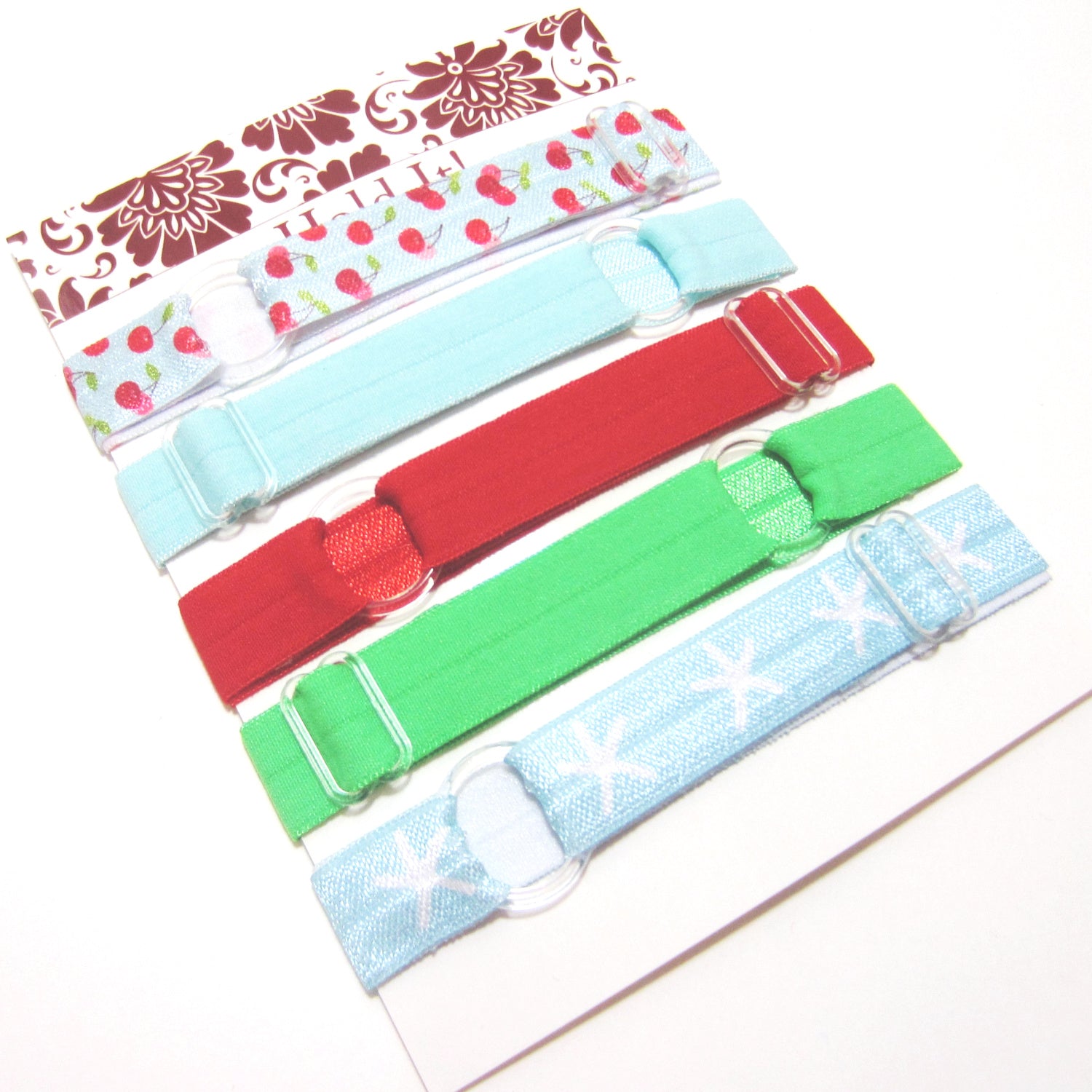 Set of 5 Adjustable Headbands - Spring Cherries - Hold It!