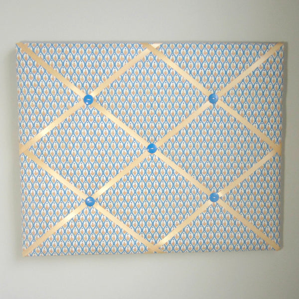Blue & Gold Foulard - 16"x20" Memory Board