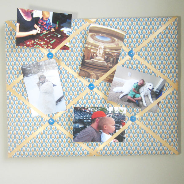Blue & Gold Foulard - 16"x20" Memory Board