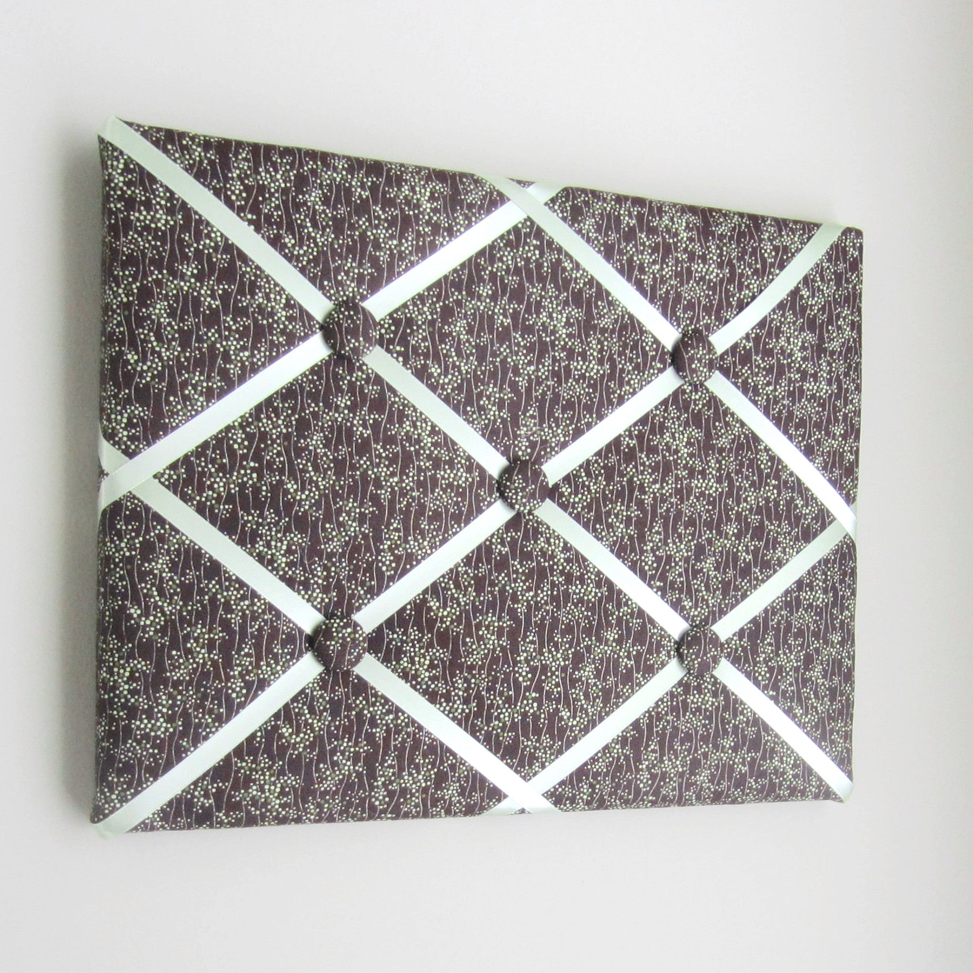 11"x14" Memory Board or Bow Holder-Brown & Green Floral - Hold It!