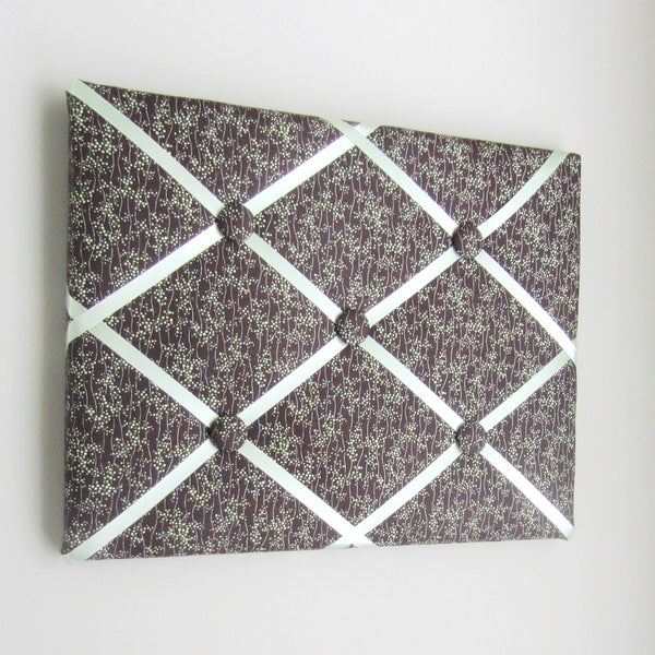 11"x14" Memory Board or Bow Holder-Brown & Green Floral - Hold It!