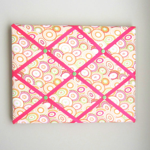 11"x14" Memory Board or Bow Holder-Pink, Green, Orange Buttons