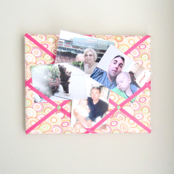 11"x14" Memory Board or Bow Holder-Pink, Green, Orange Buttons