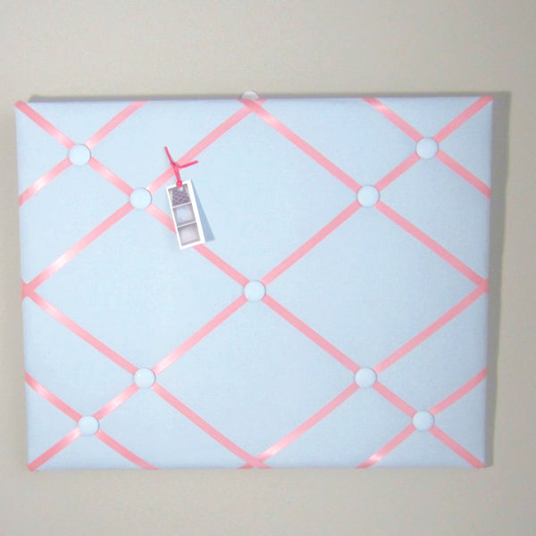 16"x20" Memory Board or Bow Holder-Baby Blue & Coral