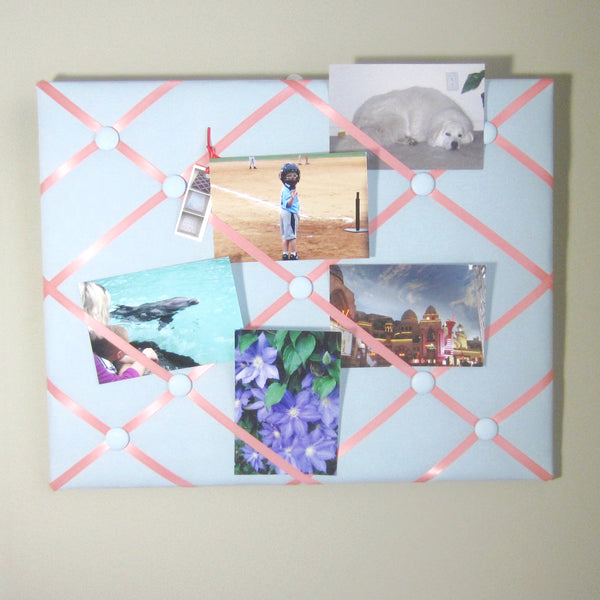 16"x20" Memory Board or Bow Holder-Baby Blue & Coral