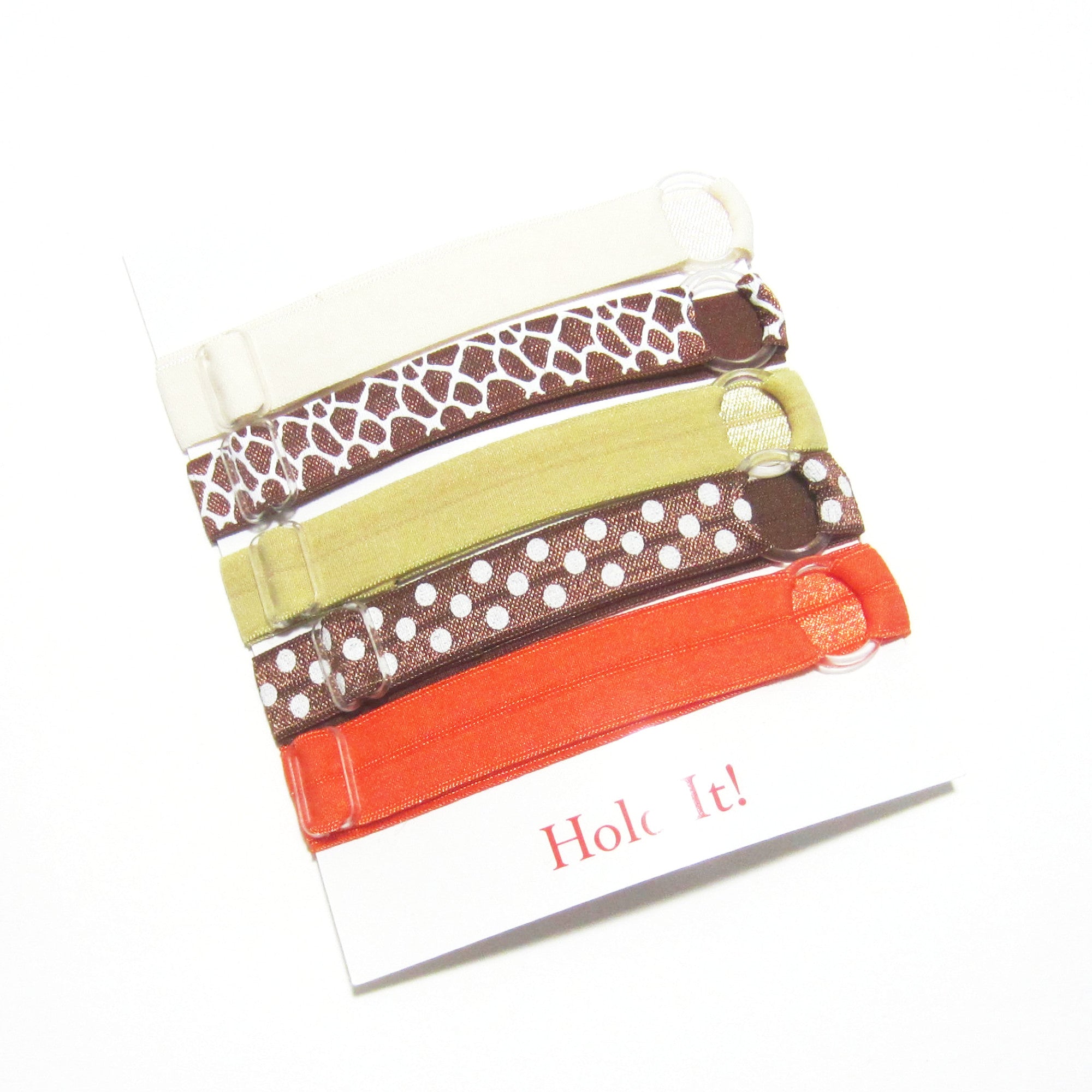 Adjustable Elastic Headband-Set of 5 Orange & Brown - Hold It!