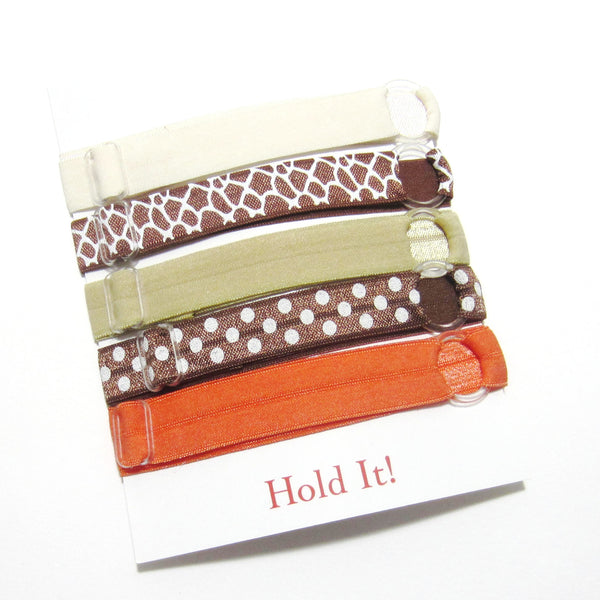 Adjustable Elastic Headband-Set of 5 Orange & Brown