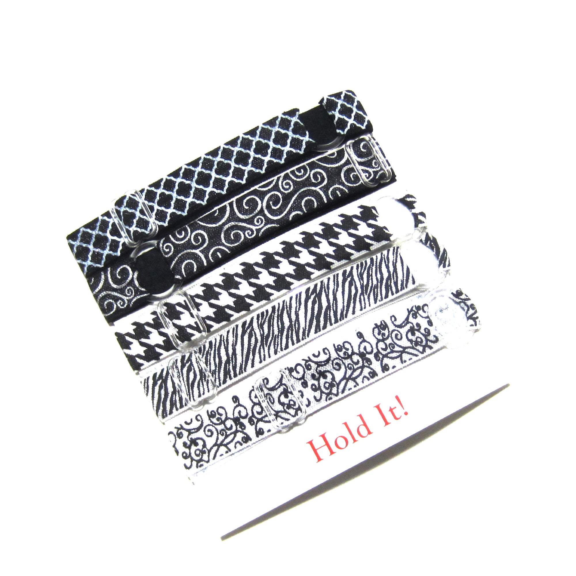 Adjustable Elastic Headband-Set of 5 Black & White - Hold It!