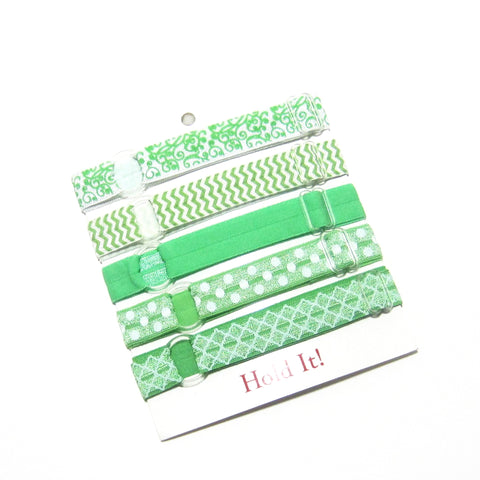 Adjustable Elastic Headband-Set of 5 Greens