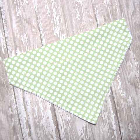 Green & White Polka Dot Pet Bandana-4 Sizes Fits Over Collar - Hold It!
