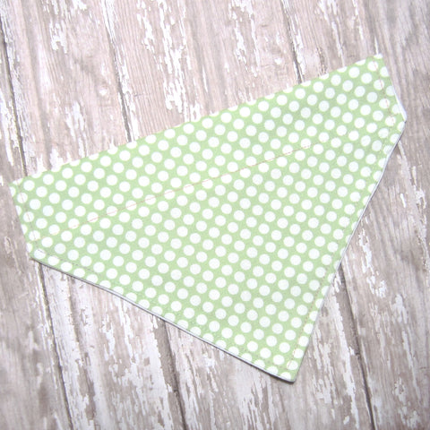 Green & White Polka Dot Pet Bandana-4 Sizes Fits Over Collar