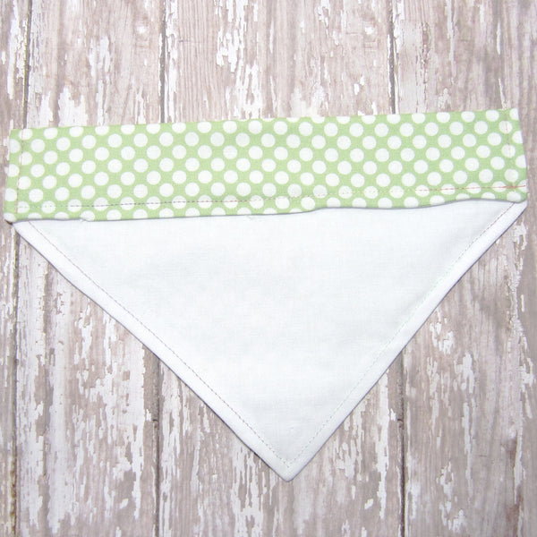Green & White Polka Dot Pet Bandana-4 Sizes Fits Over Collar - Hold It!