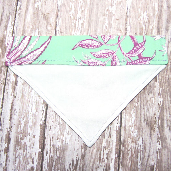 Green & Lavender Floral Pet Bandana-4 Sizes Fits Over Collar