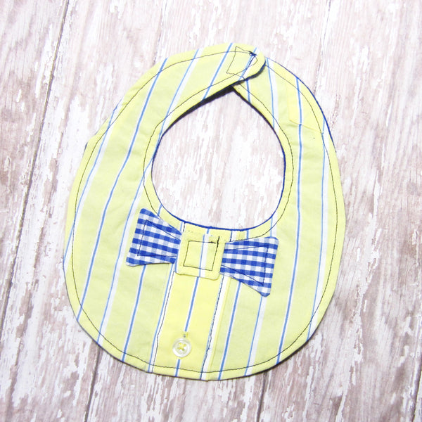 Yellow & Royal Blue Stripe Bow Tie Drool Bib