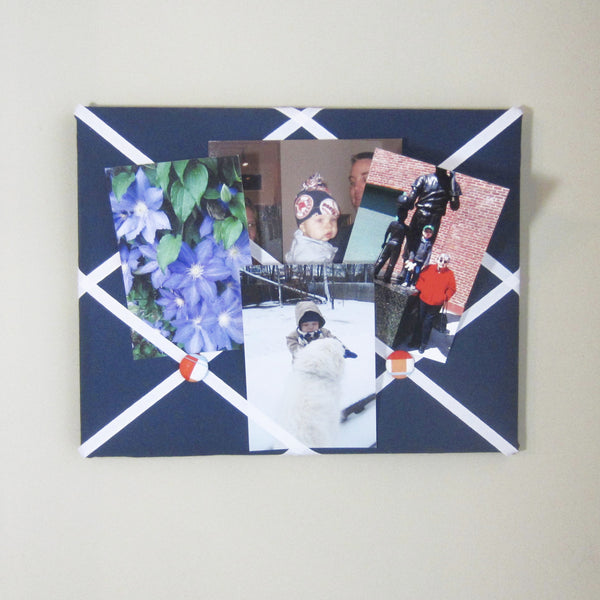 11"x14" Memory Board or Bow Holder-Navy Blue & White