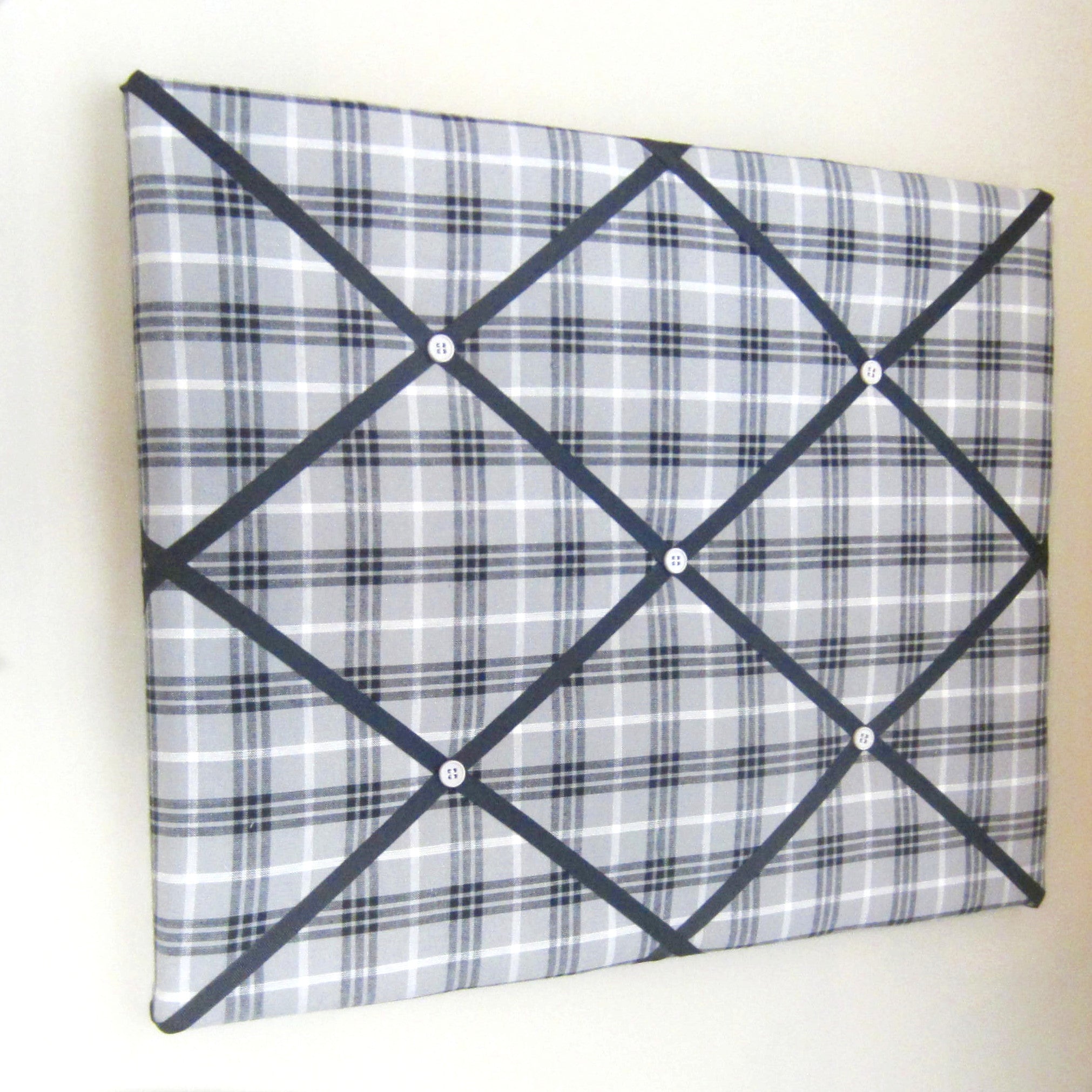 16"x20" Memory Board or Bow Holder-Gray & Black Plaid - Hold It!