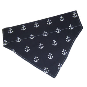 Navy Nautical Pet Bandana -4 Sizes Fits Over Collar - Hold It!