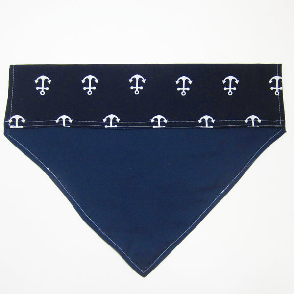 Navy Nautical Pet Bandana or Bow Tie-4 Sizes Fits Over Collar