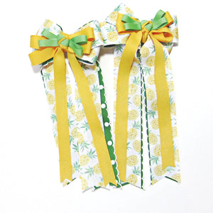 Yellow & Green Polka Dot Equestrian Hair Bows-Available on a French Barrette, Hair Clip, or Pony O