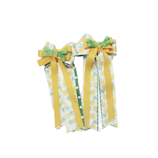Yellow & Green Polka Dot Equestrian Hair Bows-Available on a French Barrette, Hair Clip, or Pony O