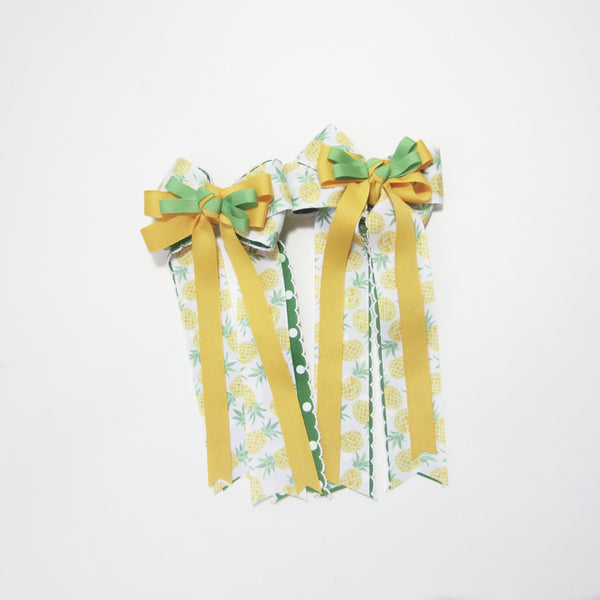 Yellow & Green Polka Dot Equestrian Hair Bows-Available on a French Barrette, Hair Clip, or Pony O