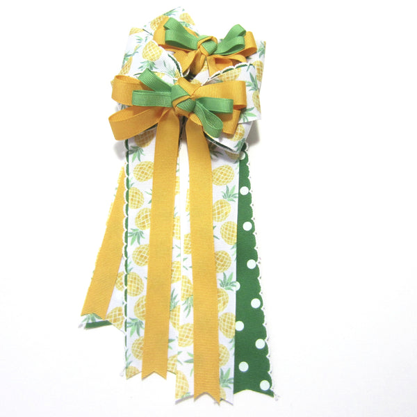 Yellow & Green Polka Dot Equestrian Hair Bows-Available on a French Barrette, Hair Clip, or Pony O
